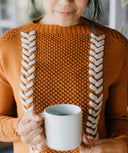 Maybeck Pullover | Knitting Pattern by Ksenia Naidyon - modeled, front
