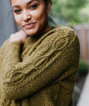 Rhyllis Pullover | Knitting Pattern by Cheryl Toy - modeled, shoulder