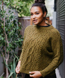 Rhyllis Pullover | Knitting Pattern by Cheryl Toy - modeled, front