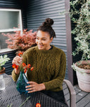 Rhyllis Pullover | Knitting Pattern by Cheryl Toy - modeled